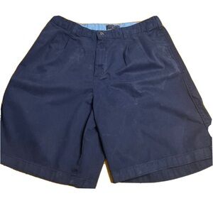 Saddlebred Mens Casual Blue Shorts Size 38 Pleated Front Zipup Pockets Cotton
